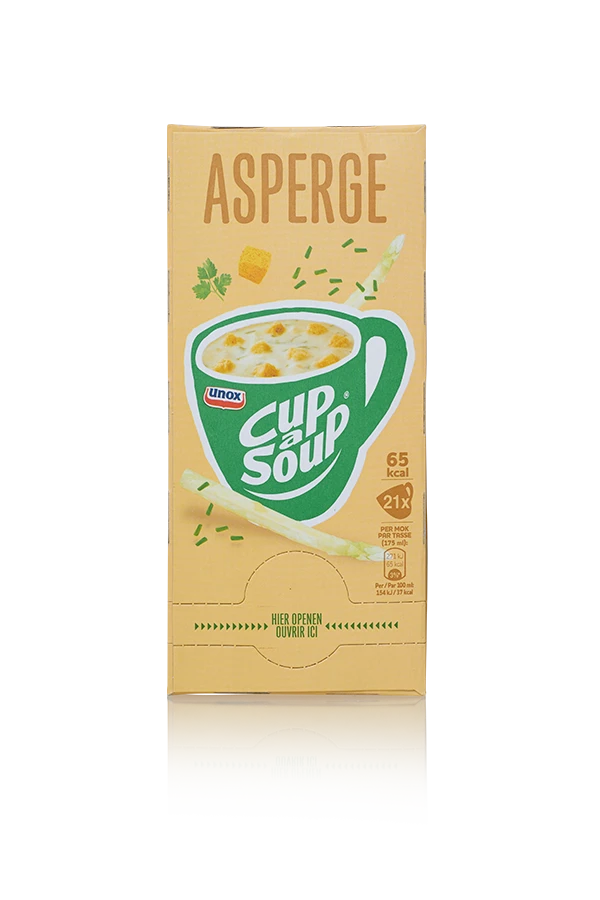 Cup a soup asperge nederland 4 x 21 x 15g doos front