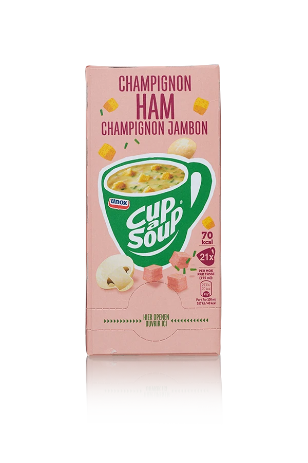 Cup a soup champignon ham nederland 4 x 21 x 16g doos frontx 17g doos front