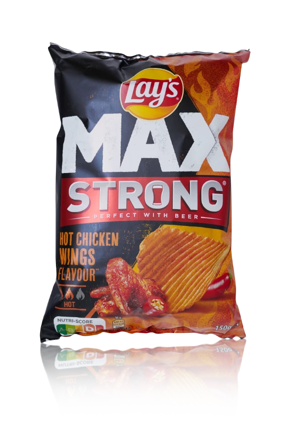 Lays max strong hot chicken wings nederland 9 x 150g zak front