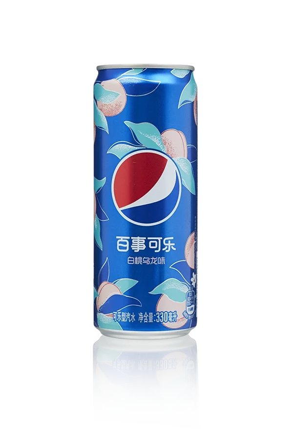 Pepsi white peach china blik 33cl front