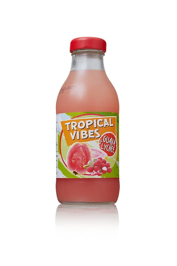 Tropical Vibes Guava Lychee UK 15 x 30cl Glas Bottle front