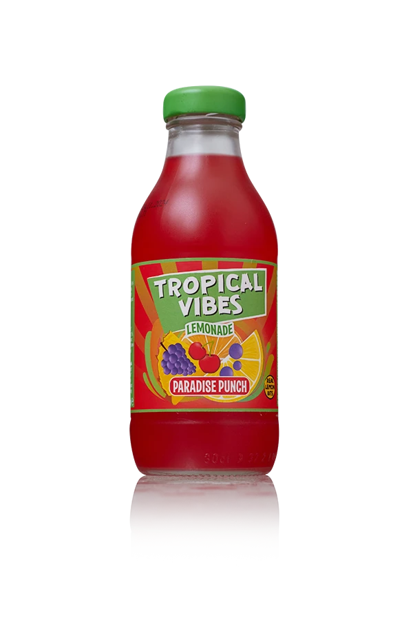 Tropical Vibes Lemonade Paradise Punch UK 15 x 30cl Glas Bottle front